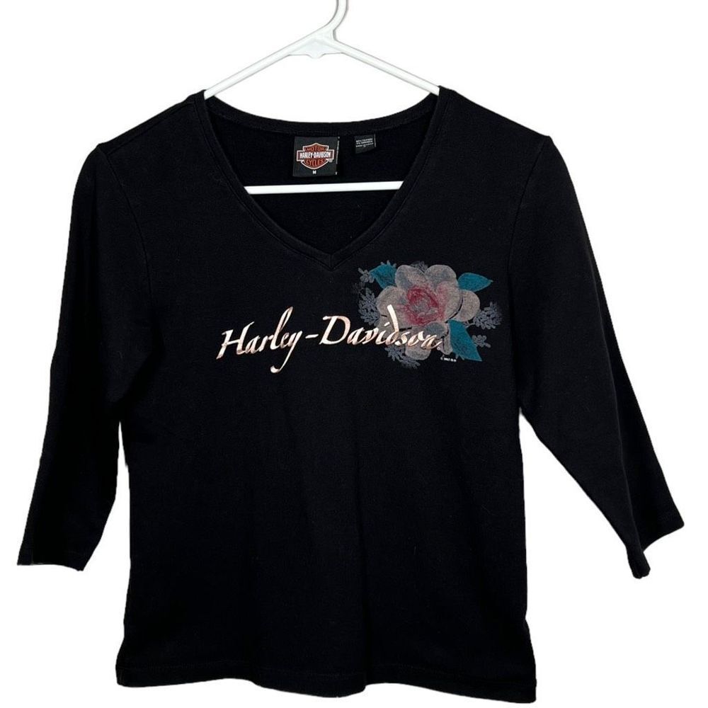 Harley Davidson Womens Long Sleeve V-neck Shirt